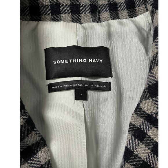 Something Navy Gray & Blue Plaid Wool Blend Trench Coat – Size Small (NWT) - Picture 10 of 10
